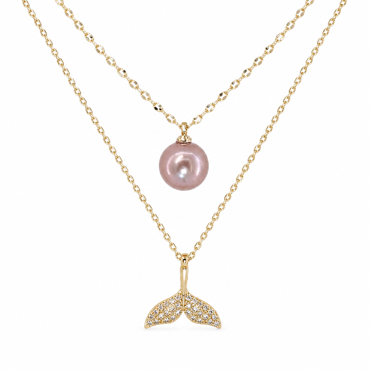 Mermaid Tail Purple Pearl Layered Necklace