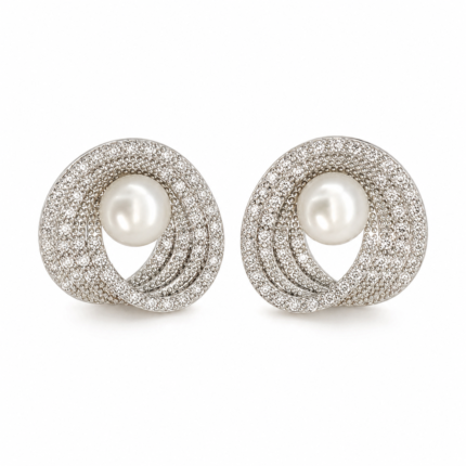 Freshwater Pearl Swirl Stud Earrings with S925 Silver Posts – Galaxy Glow
